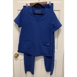 Figs Women’s Scrub Blue Size Medium Top Pants Technical Collection Nurse Medical